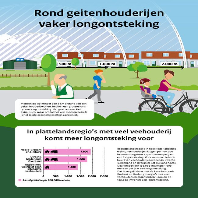 Ook meer kans op longontsteking dichtbij geitenhouderij in Utrecht, Gelderland en Overijssel 